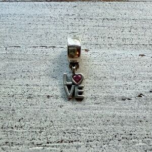 Authentic Pandora Charm LOVE Dangle Pink heart CZ 791253CZ RETIRED
